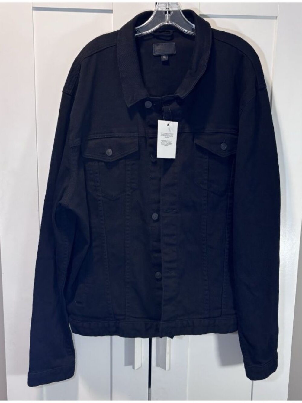 NWT ASOS Men’s Black Dark Wash Denim Jean Jacket Cotton Size 5XL New With Tags